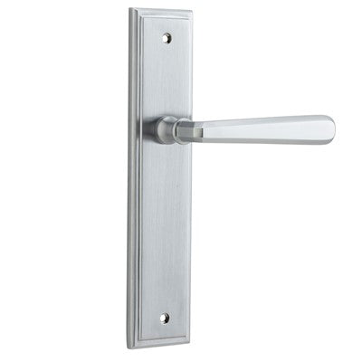 Iver Door Lever Copenhagen Stepped Latch Pair Brushed Chrome L120xP60mm BPH237xW50mm