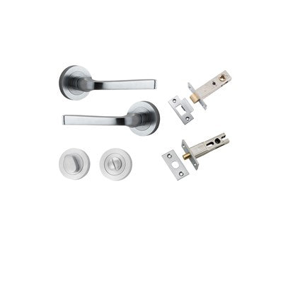 Iver Door Lever Annecy Rose Round Brushed Chrome Privacy Kit