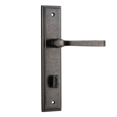 Iver Door Lever Annecy Stepped Privacy Pair Distressed Nickel CTC85mm L117xP66mm BPH237xW50mm