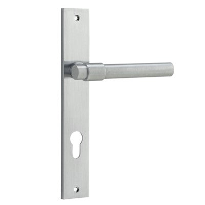 Iver Door Lever Helsinki Rectangular Euro Pair Brushed Chrome CTC85mm L137xP58mm BPH240xW38mm