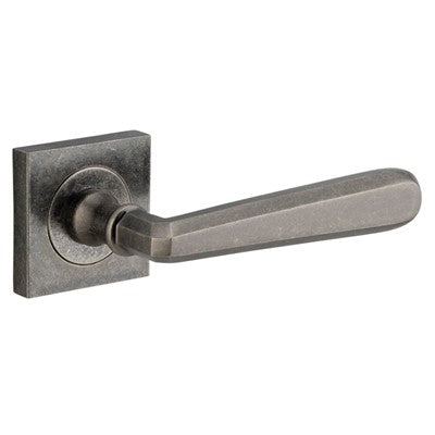 Iver Door Lever Copenhagen Rose Square Concealed Fix Pair Distressed Nickel L120xP60mm BPH52xW52mm