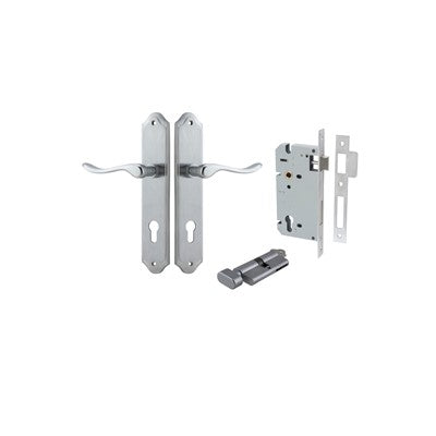 Iver Door Lever Stirling Shouldered Brushed Chrome Key / Thumb Entrance Kit