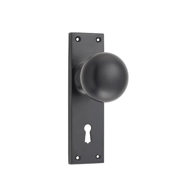 Tradco Door Knob Victorian Lock Pair Matt Black H152xW42xP75mm