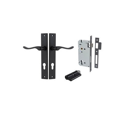 Iver Door Lever Stirling Rectangular Matt Black Key / Key Entrance Kit