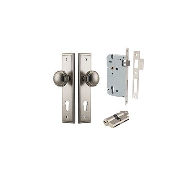 Iver Door Knob Paddington Stepped Satin Nickel Key / Key Entrance Kit