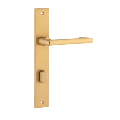 Iver Door Lever Baltimore Return Rectangular Privacy Pair Brushed Brass CTC85mm L128xP54mm BPH240xW38mm