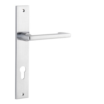 Iver Door Lever Baltimore Return Rectangular Euro Pair Brushed Chrome CTC85mm L128xP54mm BPH240xW38mm