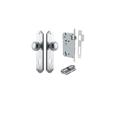 Iver Door Knob Paddington Shouldered Brushed Chrome Key / Key Entrance Kit