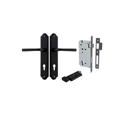 Iver Door Lever Annecy Shouldered Matt Black Key / Thumb Entrance Kit