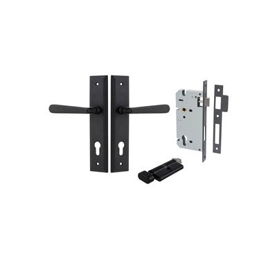 Iver Door Lever Copenhagen Stepped Matt Black Key / Thumb Entrance Kit