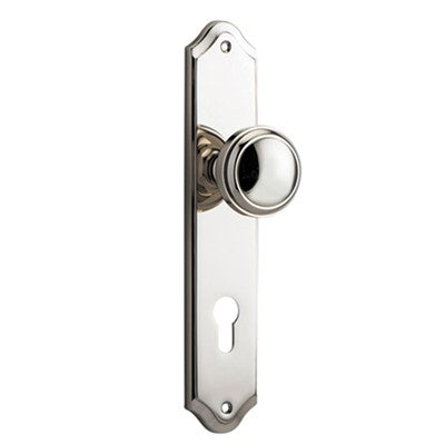 Iver Door Knob Paddington Shouldered Euro Pair Polished Nickel CTC85mm D55xP63mm BPH250xW48mm