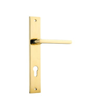 Iver Door Lever Baltimore Rectangular Euro Pair Polished Brass CTC85mm L118xP54mm BPH240xW38mm