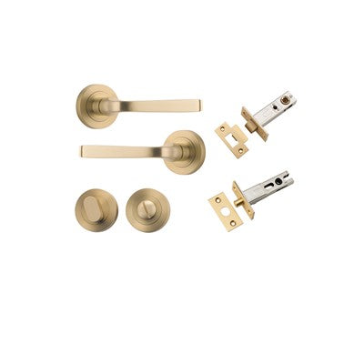 Iver Door Lever Annecy Rose Round Brushed Brass Privacy Kit