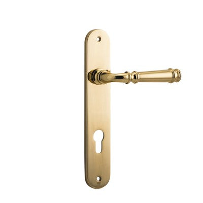 Iver Door Lever Verona Oval Euro Pair Polished Brass CTC85mm L122xP56mm BPH240xW40mm