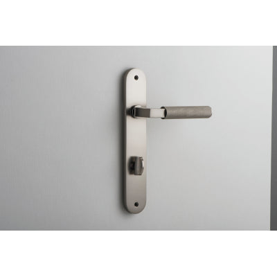 Iver Door Lever Brunswick Oval Privacy Pair Satin Nickel CTC85mm L120xP57mm BPH240xW40mm