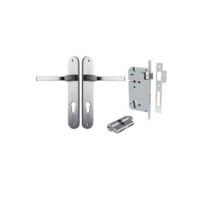 Iver Door Lever Annecy Oval Brushed Chrome Key / Key Entrance Kit