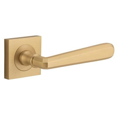 Iver Door Lever Copenhagen Rose Square Concealed Fix Pair Brushed Brass L120xP60mm BPH52xW52mm