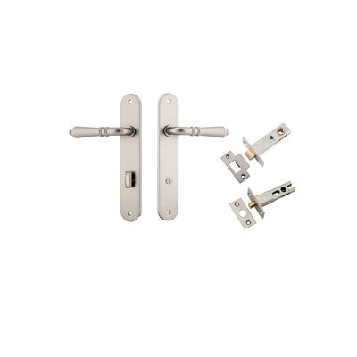 Iver Door Lever Sarlat Oval Satin Nickel Privacy Kit