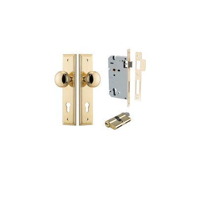 Iver Door Knob Paddington Stepped Polished Brass Key / Key Entrance Kit