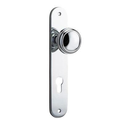 Iver Door Knob Paddington Oval Euro Pair Polished Chrome CTC85mm D55xP61mm BPH240xW40mm