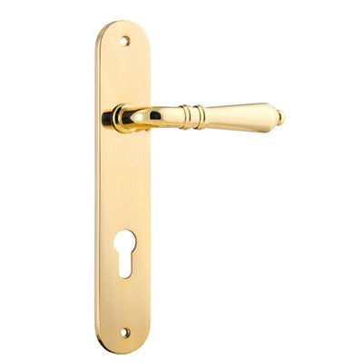 Iver Door Lever Sarlat Oval Euro Pair Polished Brass CTC85mm L111xP53mm BPH240xW40mm