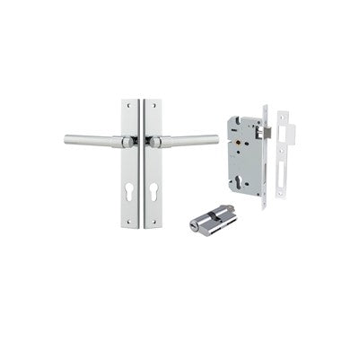 Iver Door Lever Helsinki Rectangular Polished Chrome Key / Key Entrance Kit