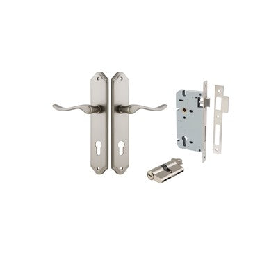 Iver Door Lever Stirling Shouldered Satin Nickel Key / Key Entrance Kit