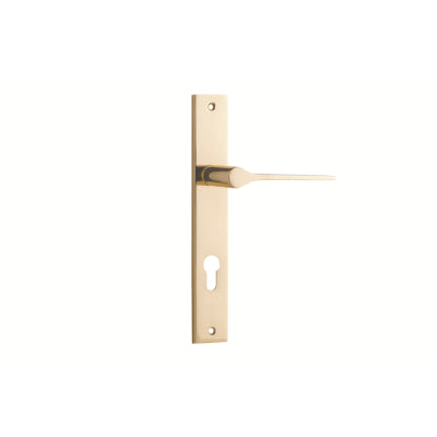 Iver Door Lever Como Rectangular Euro Pair Polished Brass CTC85mm L119xP59mm BPH240xW38mm