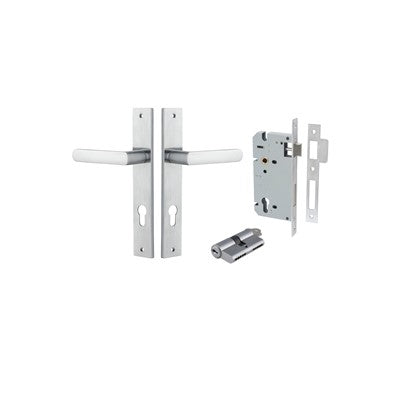 Iver Door Lever Osaka Rectangular Brushed Chrome Key / Key Entrance Kit