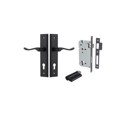 Iver Door Lever Stirling Stepped Matt Black Key / Key Entrance Kit