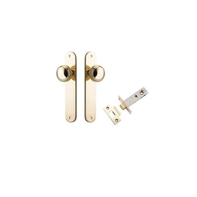 Iver Door Knob Paddington Oval Polished Brass Passage Kit