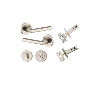 Iver Door Lever Baltimore Rose Round Satin Nickel Privacy Kit