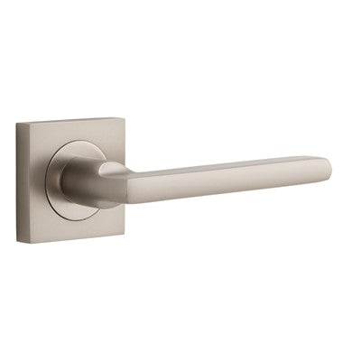 Iver Door Lever Baltimore Rose Square Concealed Fix Pair Satin Nickel L118xP57mm BPH52xW52mm