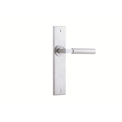 Iver Door Lever Berlin Chamfered Latch Pair Brushed Chrome L120xP59mm BPH240xW50mm