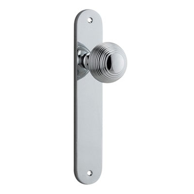 Iver Door Knob Guildford Oval Latch Pair Polished Chrome D52xP72mm BPH240xW40mm