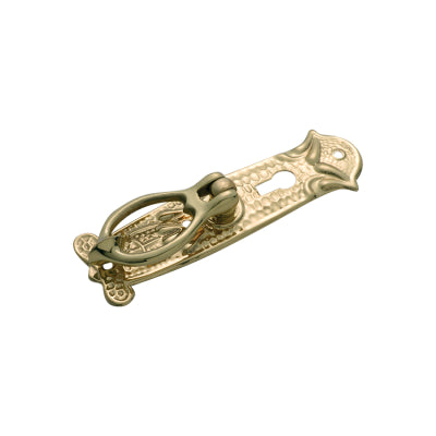 Tradco Cabinet Pull Handle Sheet Brass Pedestal Nouveau Keyhole Polished Brass H102xW32mm