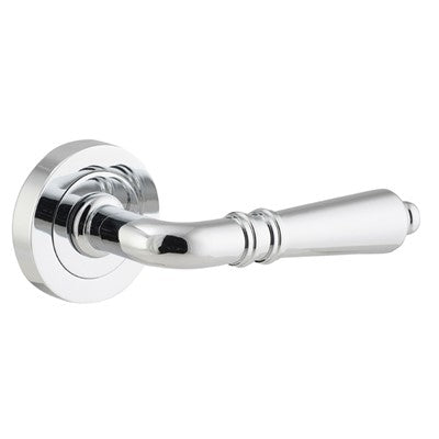 Iver Door Lever Sarlat Rose Round Concealed Fix Pair Polished Chrome L111xP56mm BPD52mm