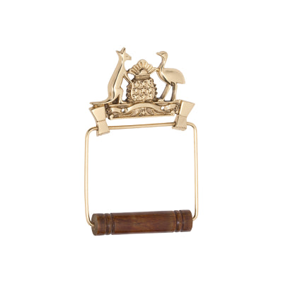 Tradco Toilet Roll Holder Coat Of Arms Polished Brass H190xW120mm