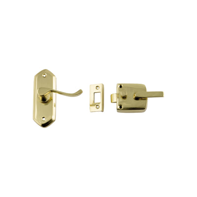 Tradco Screen Door Latch Right Hand External Polished Brass H98xW36mm P40mm