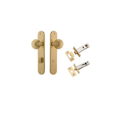 Iver Door Knob Guildford Oval Brushed Brass Privacy Kit