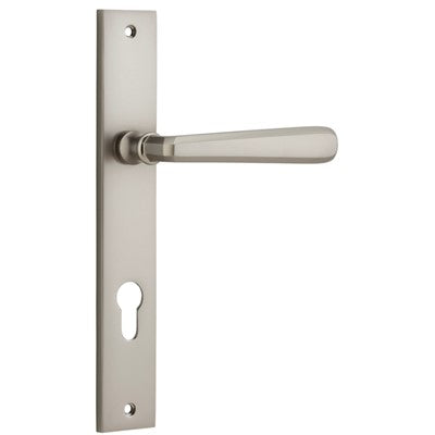 Iver Door Lever Copenhagen Rectangular Euro Pair Satin Nickel CTC85mm L120xP57mm BPH240xW38mm