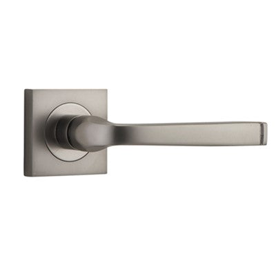 Iver Door Lever Annecy Rose Square Concealed Fix Pair Satin Nickel L117xP66mm BPH52xW52mm