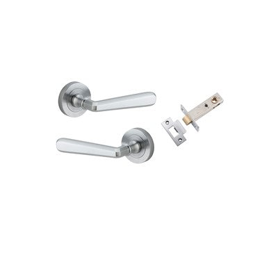 Iver Door Lever Copenhagen Rose Round Brushed Chrome Passage Kit