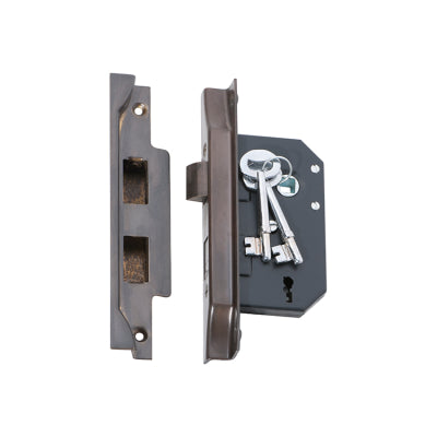 Tradco Mortice Lock 3 Lever Rebated Antique Brass CTC57mm Backset 44mm