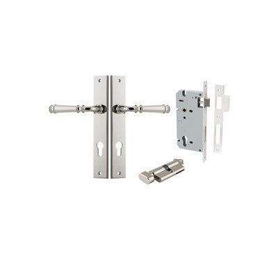 Iver Door Lever Verona Rectangular Polished Nickel Key / Thumb Entrance Kit