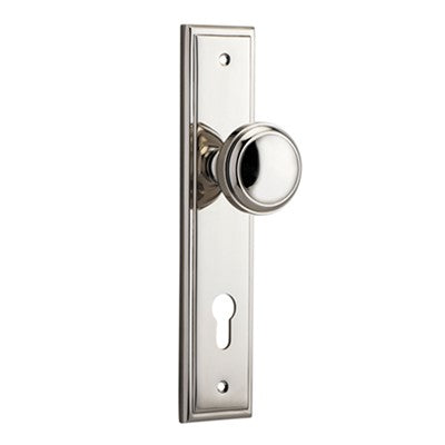 Iver Door Knob Paddington Stepped Euro Pair Polished Nickel CTC85mm D55xP64mm BPH237xW50mm