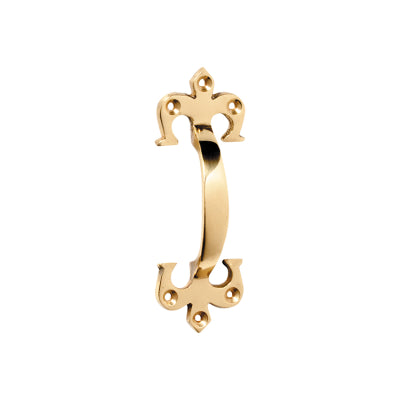 Tradco Cabinet Pull Handle Fleur-de-lis Polished Brass L100xP23mm