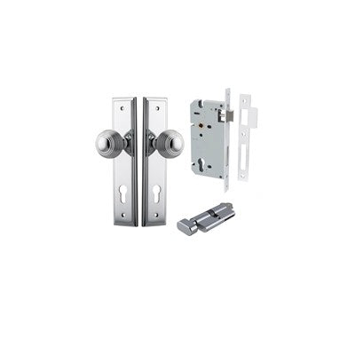 Iver Door Knob Guildford Stepped Polished Chrome Key / Thumb Entrance Kit