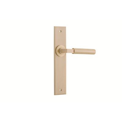 Iver Door Lever Berlin Chamfered Latch Pair Brushed Brass L120xP59mm BPH240xW50mm