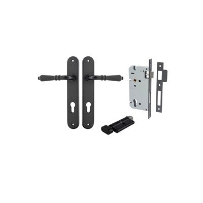 Iver Door Lever Sarlat Oval Matt Black Key / Thumb Entrance Kit